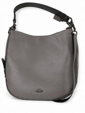 Coach Grey Leather Shoulder Bag – 2 Adjustable Strap, Made in Italy